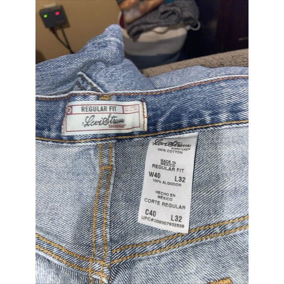 Signature By Levi Strauss And Co Mens Regular Fit Blue Straight Jeans Size 40x32 - Picture 5 of 6